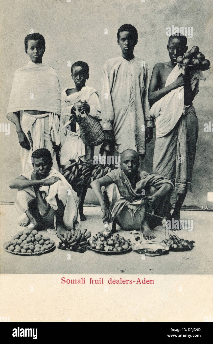Somali Fruit Traders - Aden, Yemen Stock Photo