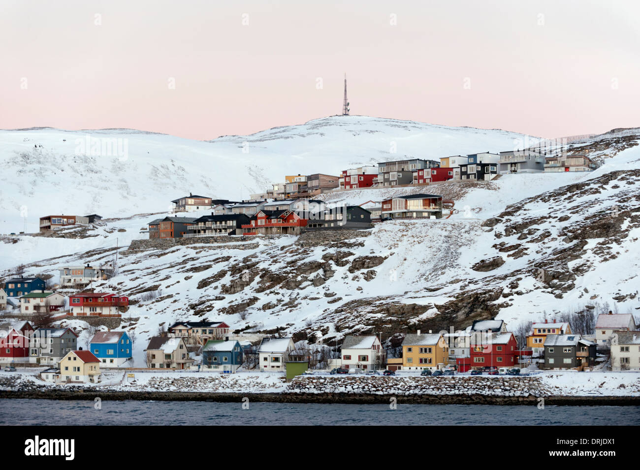 Houses on the coast at Hammerfest, Norway, the northernmost town in the
