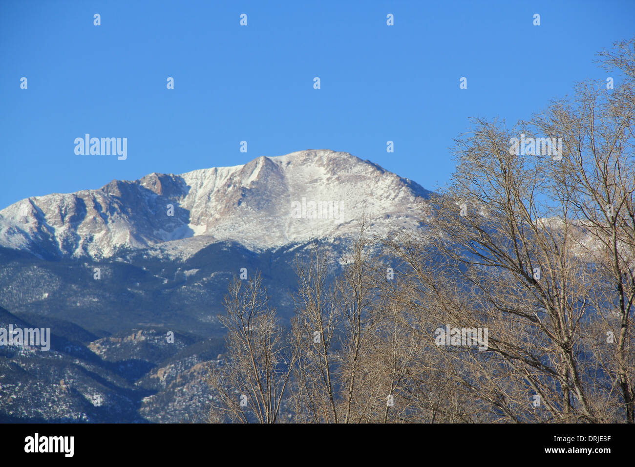 Snow Covered Pikes Peak Stock Photo