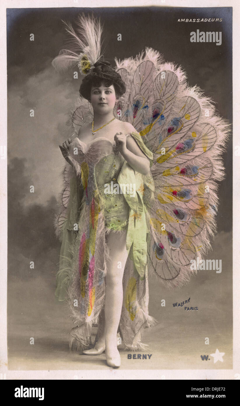 French Showgirl wearing an array of amazing feathers Stock Photo