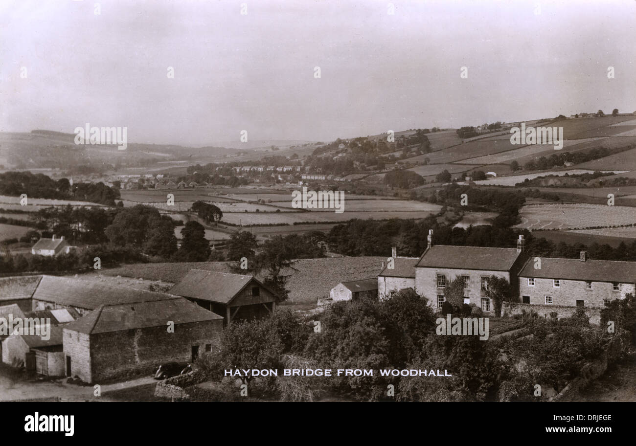 Haydon Bridge, Northumberland viewed from Woodhall Stock Photo Alamy