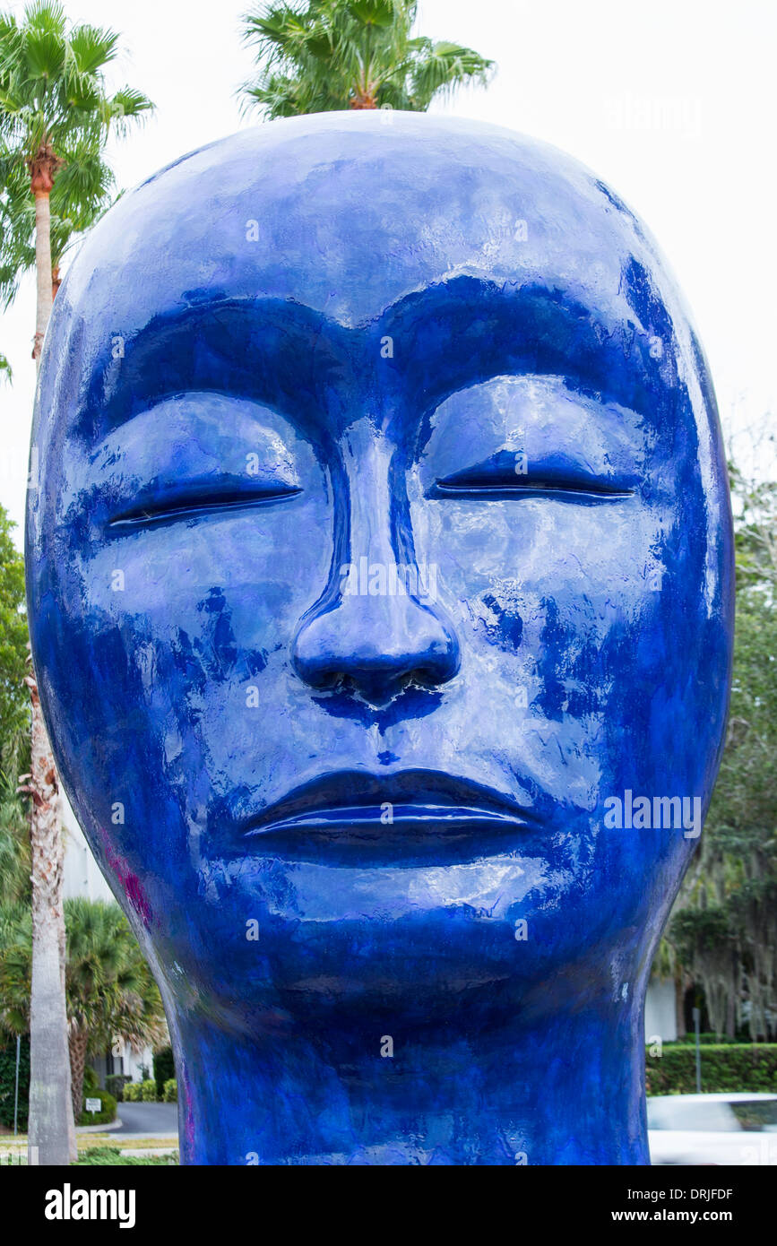 USA,Florida,Sarasota, Season of Sculpture, Untitled Head by Jun Kaneko Stock Photo