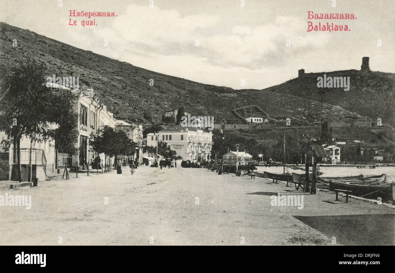 Quay at Balaclava, Crimea, Ukraine Stock Photo