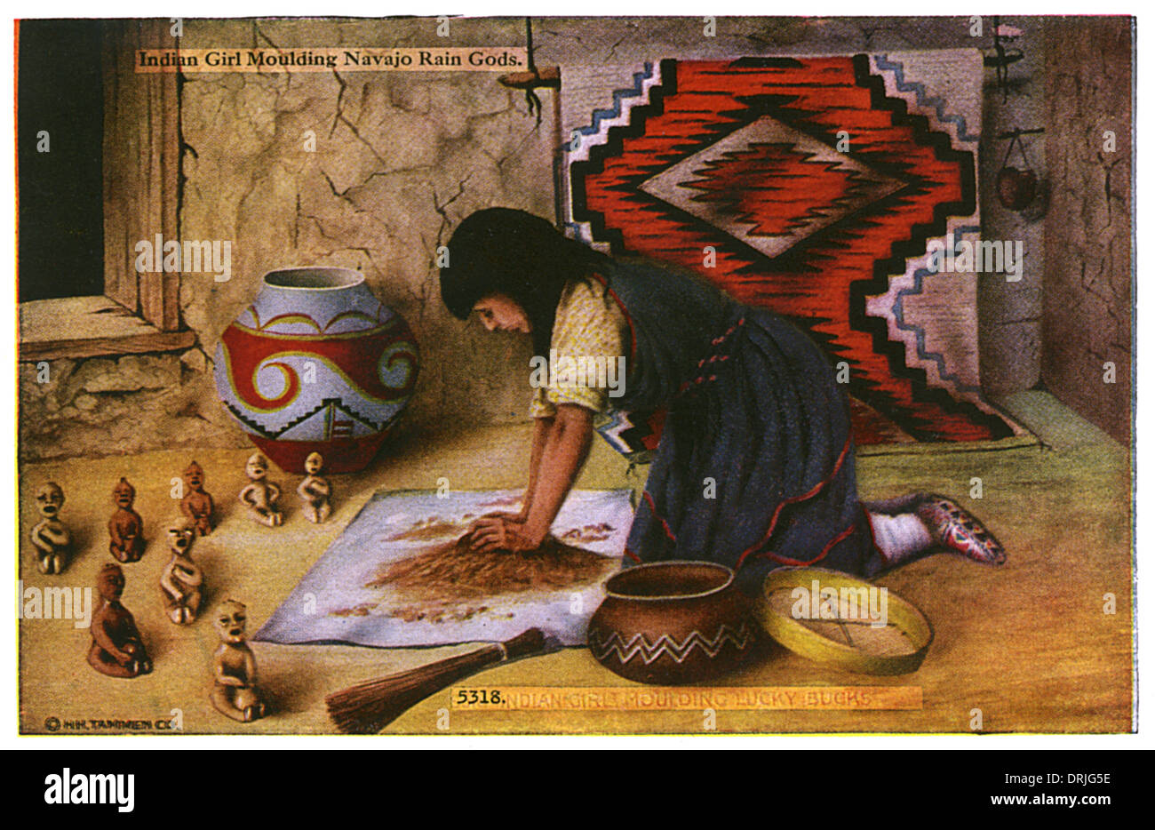 Native American Indian girl moulding figures Stock Photo