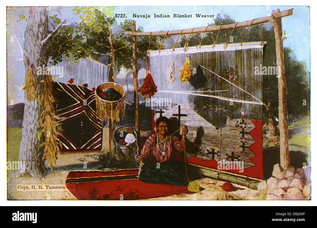 Native American Navajo Indian blanket weaver Stock Photo