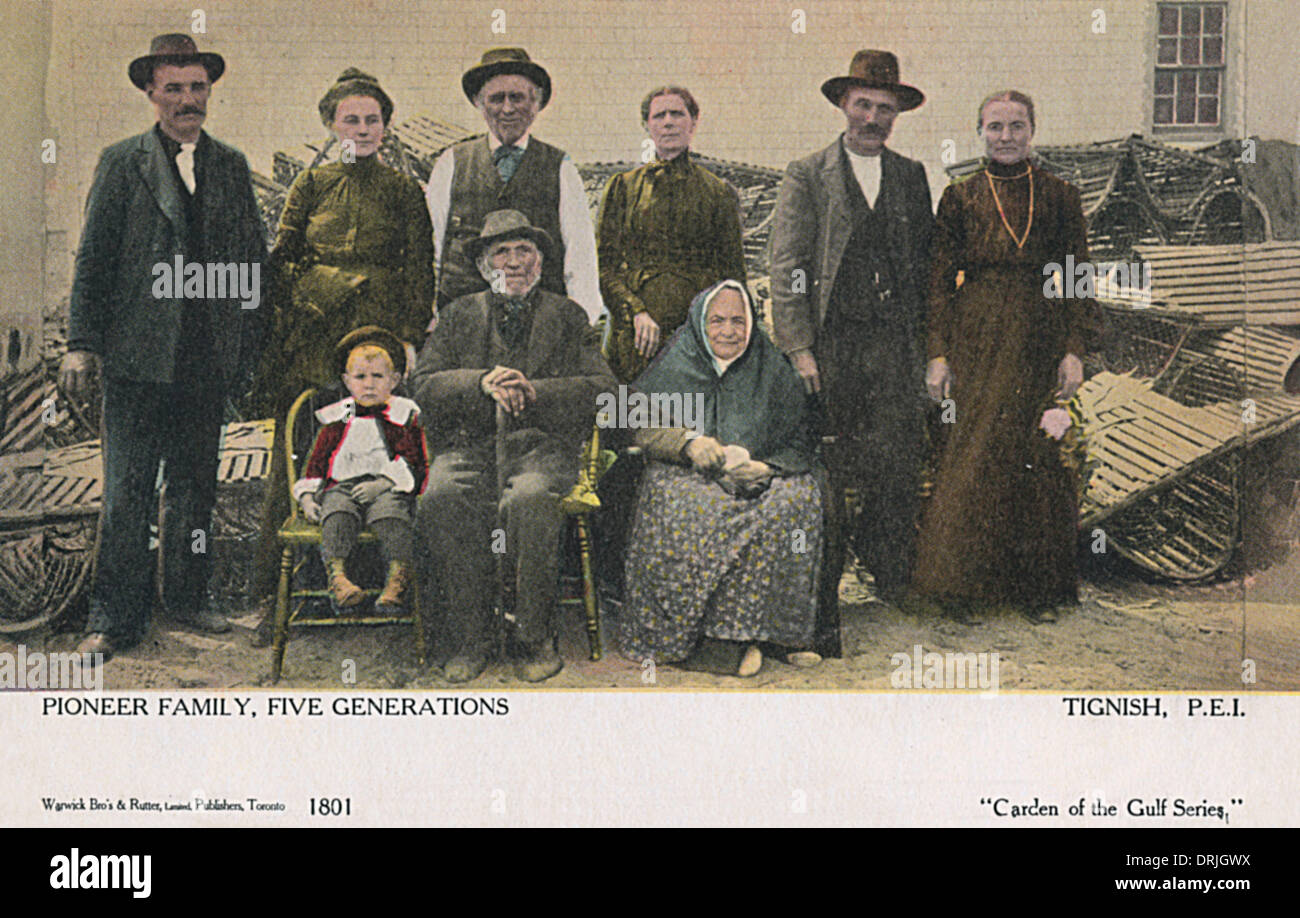 Canadian Pioneers - Five Generations Stock Photo