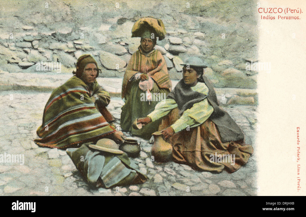 A group of indigenous Indians - Cuzco, Peru Stock Photo