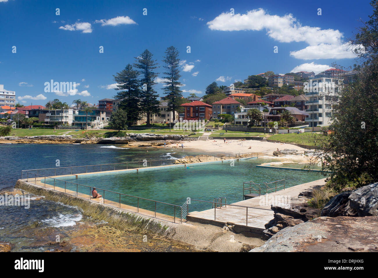 Fairlight Berach with rock pool swimming pool in foreground Manly North