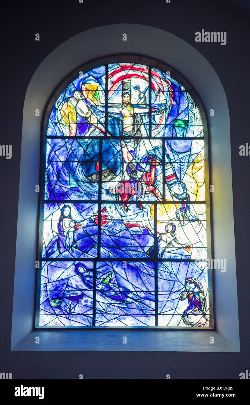 Marc Chagall stained glass windows in All Saints' Church, Tudeley, Kent