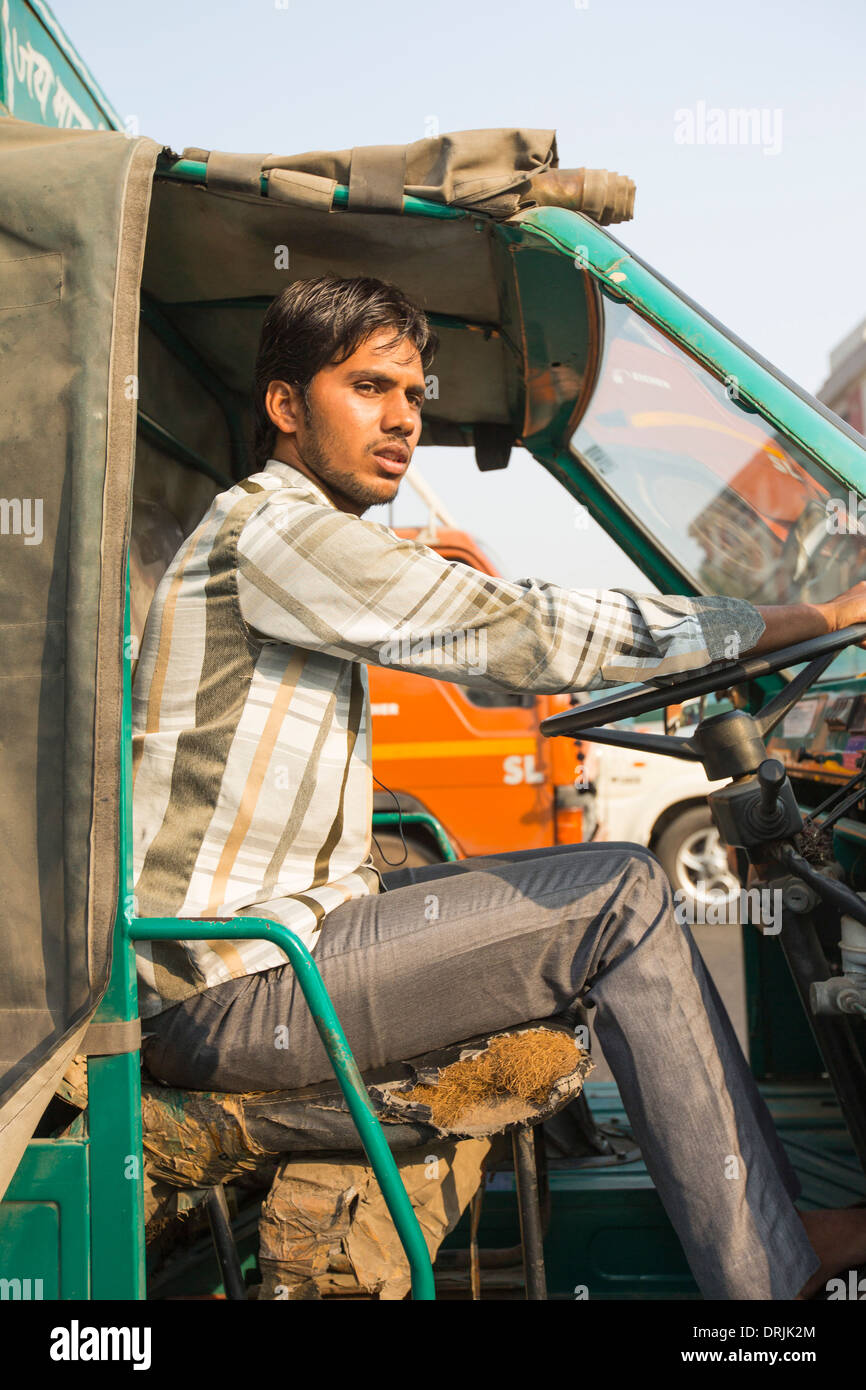 A tuctuc in Delhi, India, fuelled by compressed natural gas (CNG), all of Delhi's tuctucs are powered by CNG, significantly helping Delhi's air quality problems. Stock Photo