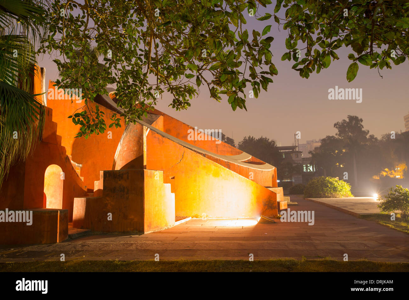 A monument in Delhi illuminated by solar lighting, India. Stock Photo