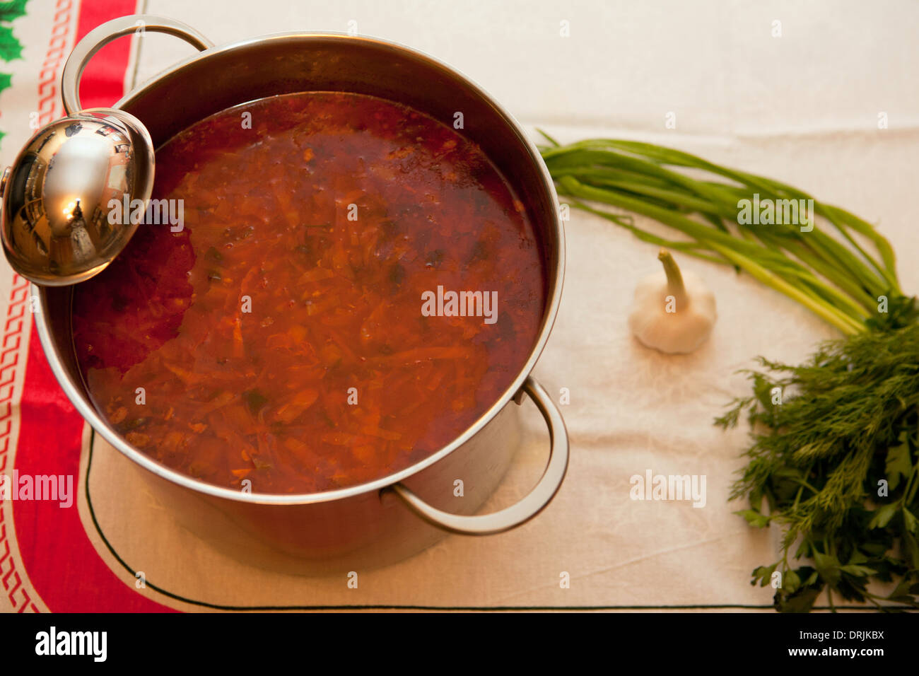 Borsch, Russian national cuisine Stock Photo