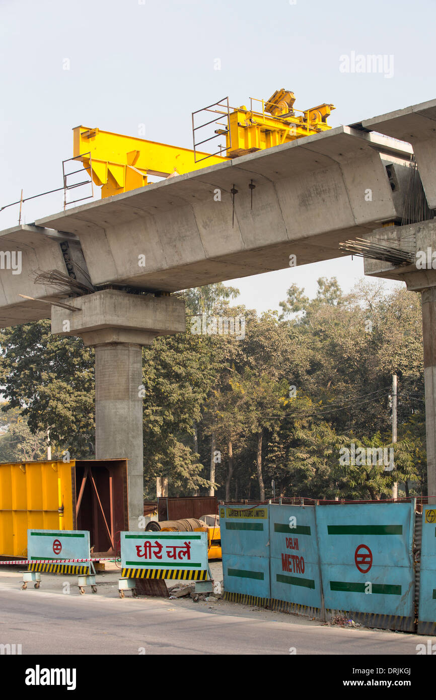 Construction work to extend the Delhi metro, India Stock Photo Alamy
