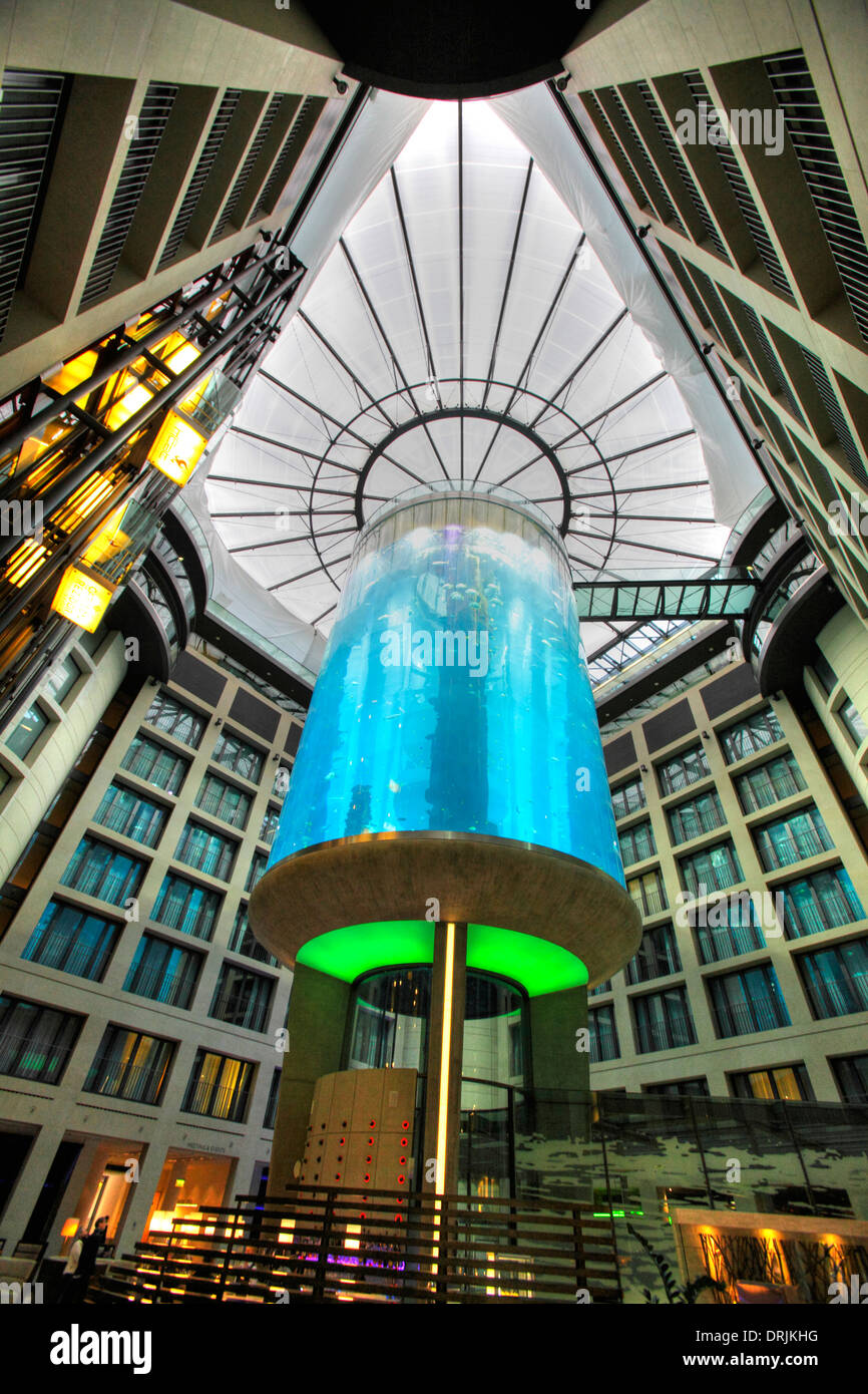 The AquaDom at Radisson Blu Hotel, Berlin, Germany Stock Photo