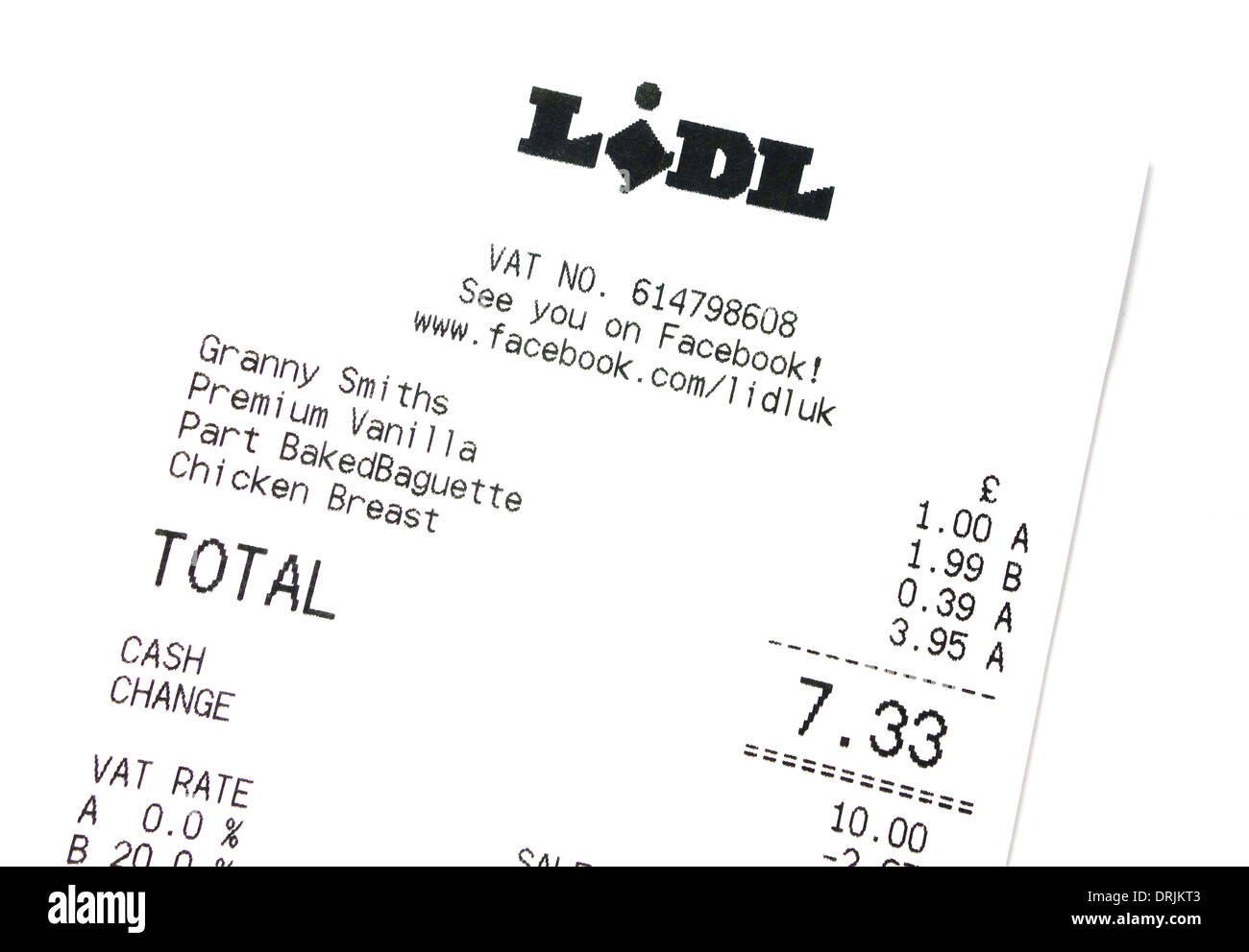 A Lidl store receipt Stock Photo