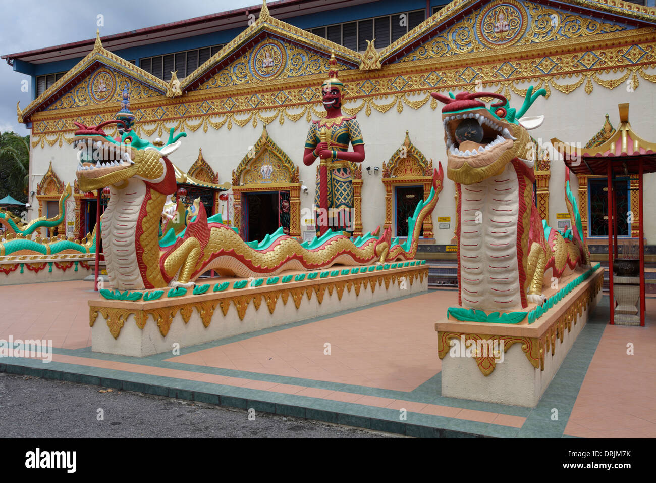Guarding snakes at Wat Chayamangkalaram temple, Penang, Malaysia Stock Photo