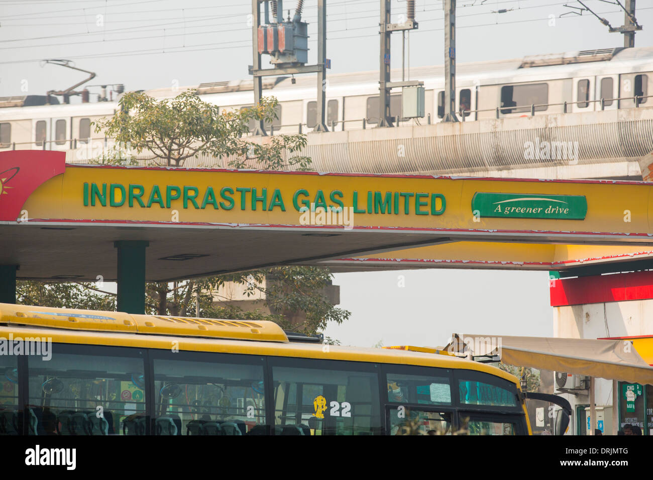A compressed natural gas station in Delhi, India. all of Delhi's Stock
