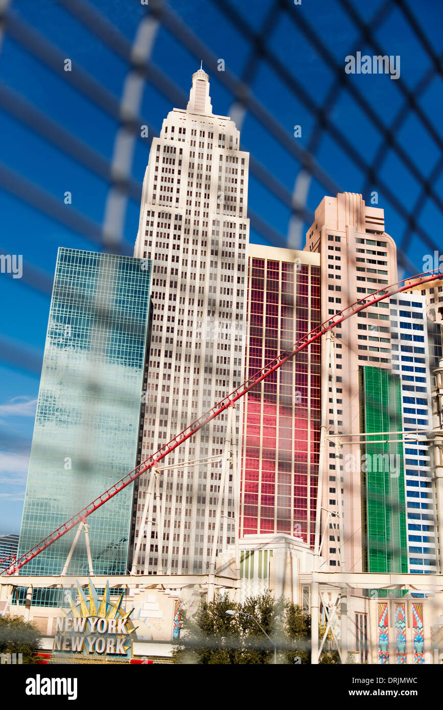 new york new york hotel casino viewed through the weldmesh cage of casino cage