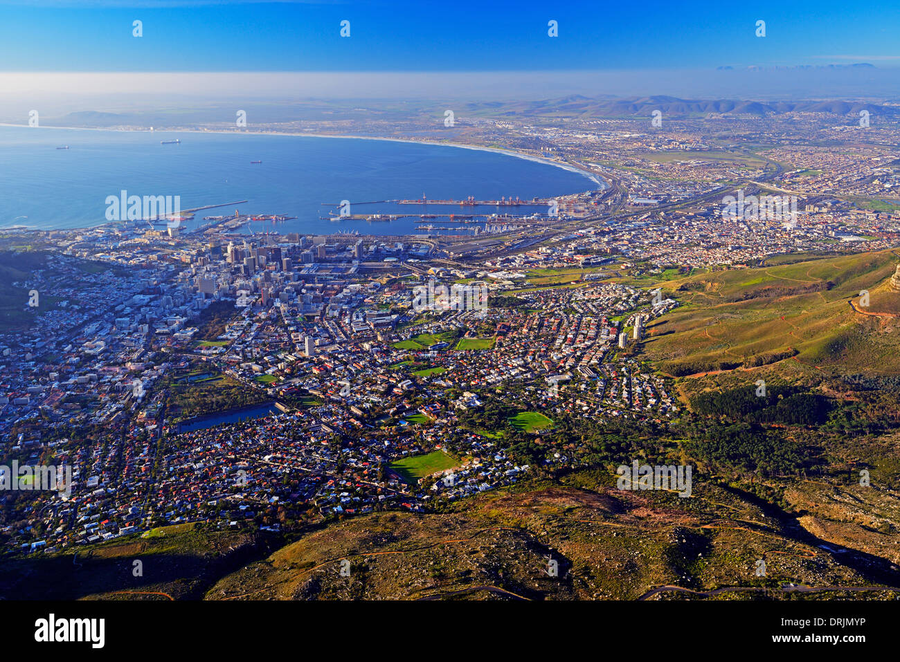 Look of the mesa on Capetown in the evening, western cape, west cape, South Africa, Africa, Blick vom Tafelberg auf Kapstadt am Stock Photo