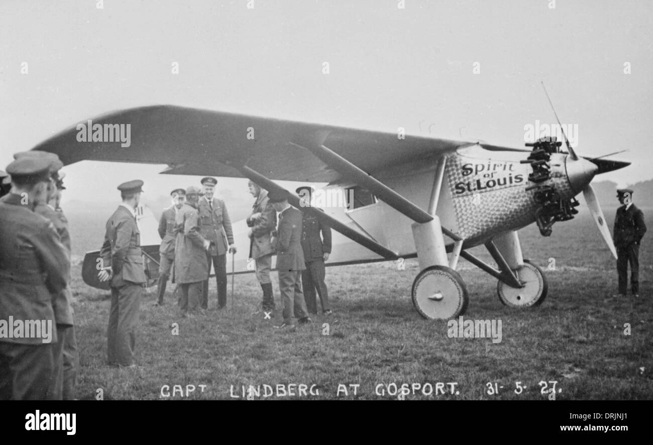 Charles A. Lindbergh with his Plane, Spirit of St. Louis Stock Photo