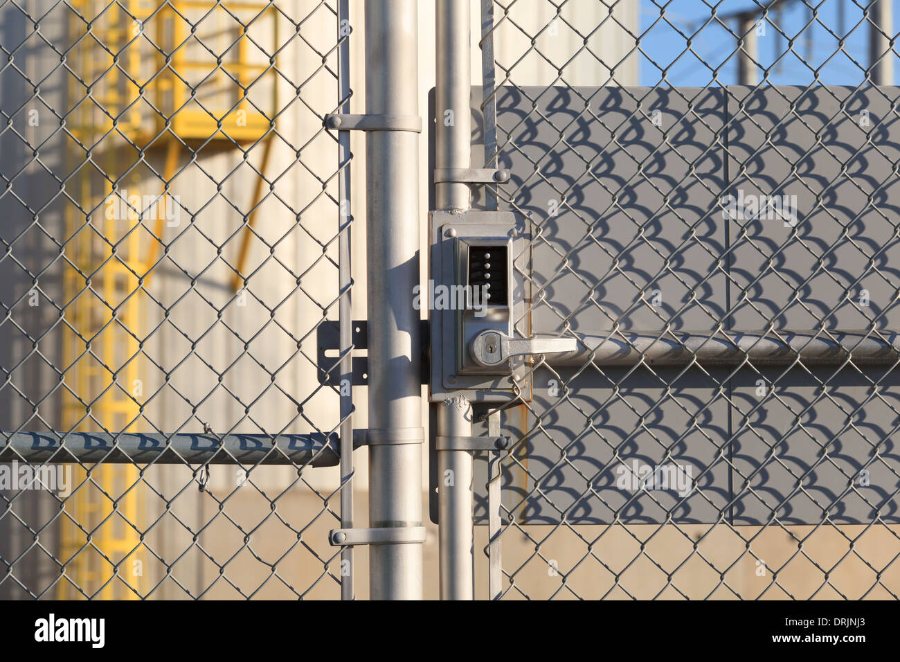 Security gate entrance to electric plant fuel tank Stock Photo