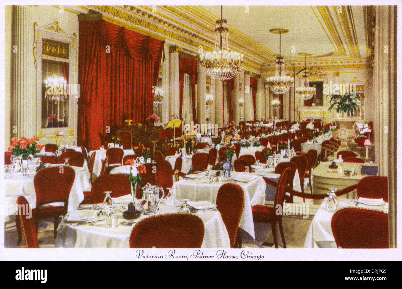 The Victorian Room of the Palmer House hotel in Chicago Stock Photo