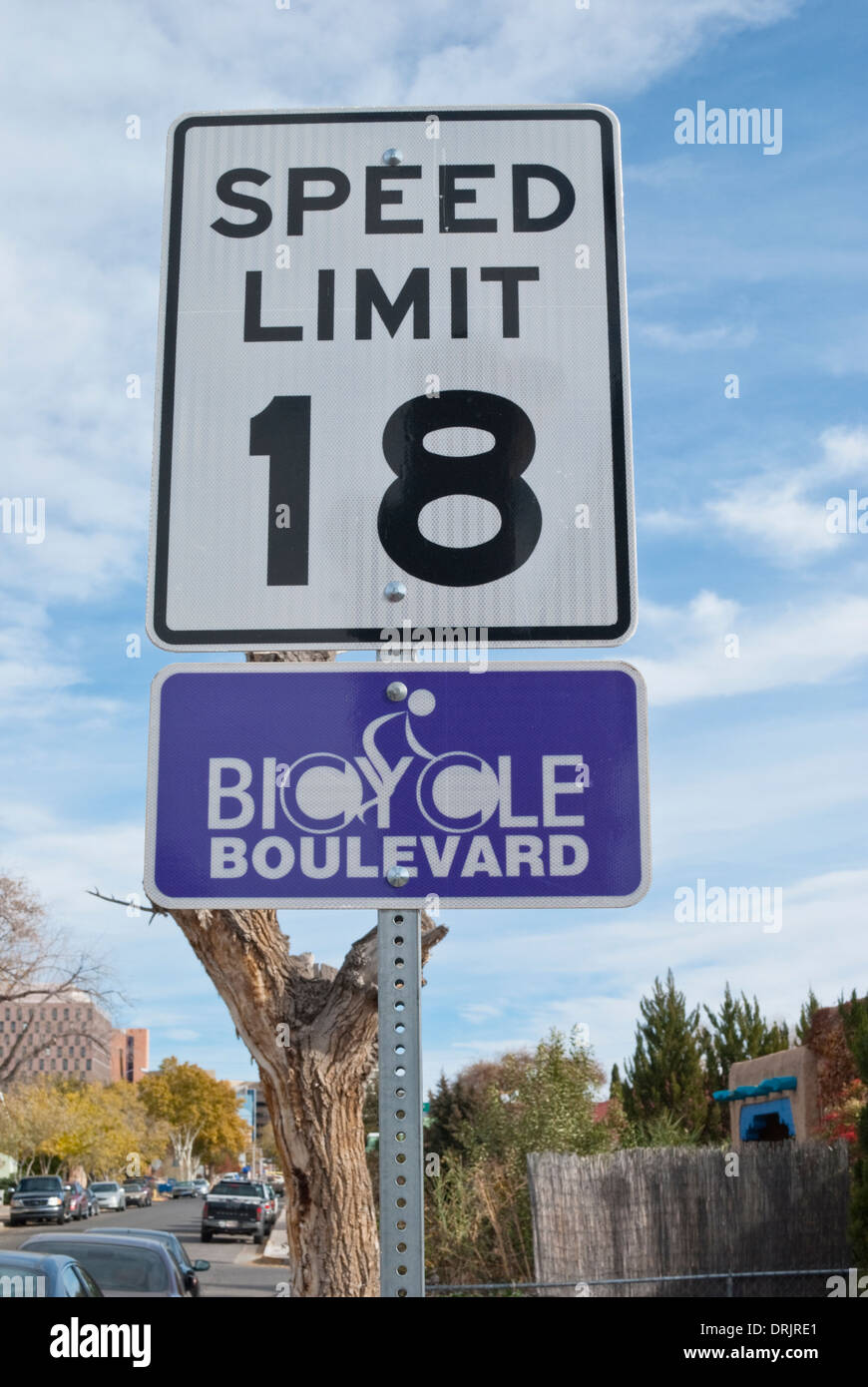 Bicycle Boulevard just west of downtown Albuquerque, has it's own speed limit Stock Photo Alamy