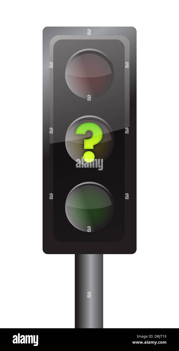 Traffic lights with yellow question mark signal illustration design