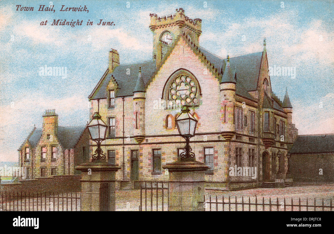 Lerwick, Scotland The Town Hall in the midnight sun Stock Photo Alamy