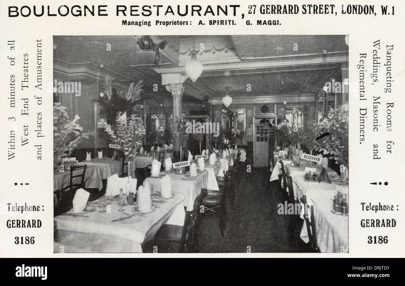 Boulogne Restaurant - Gerrard Street, London Stock Photo