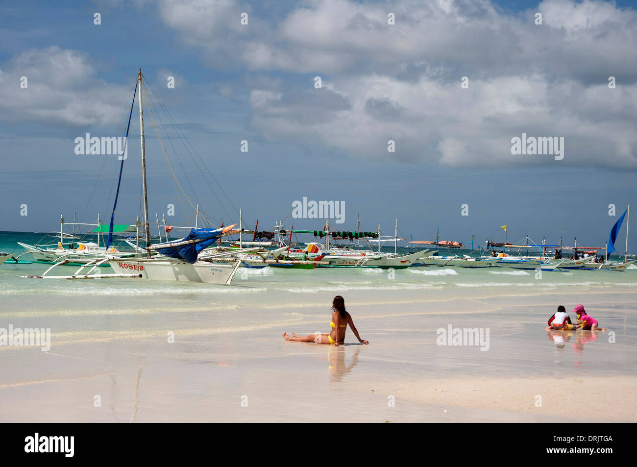 Sailing banca boats, Boracay Island, Philippines, South East Asia Stock