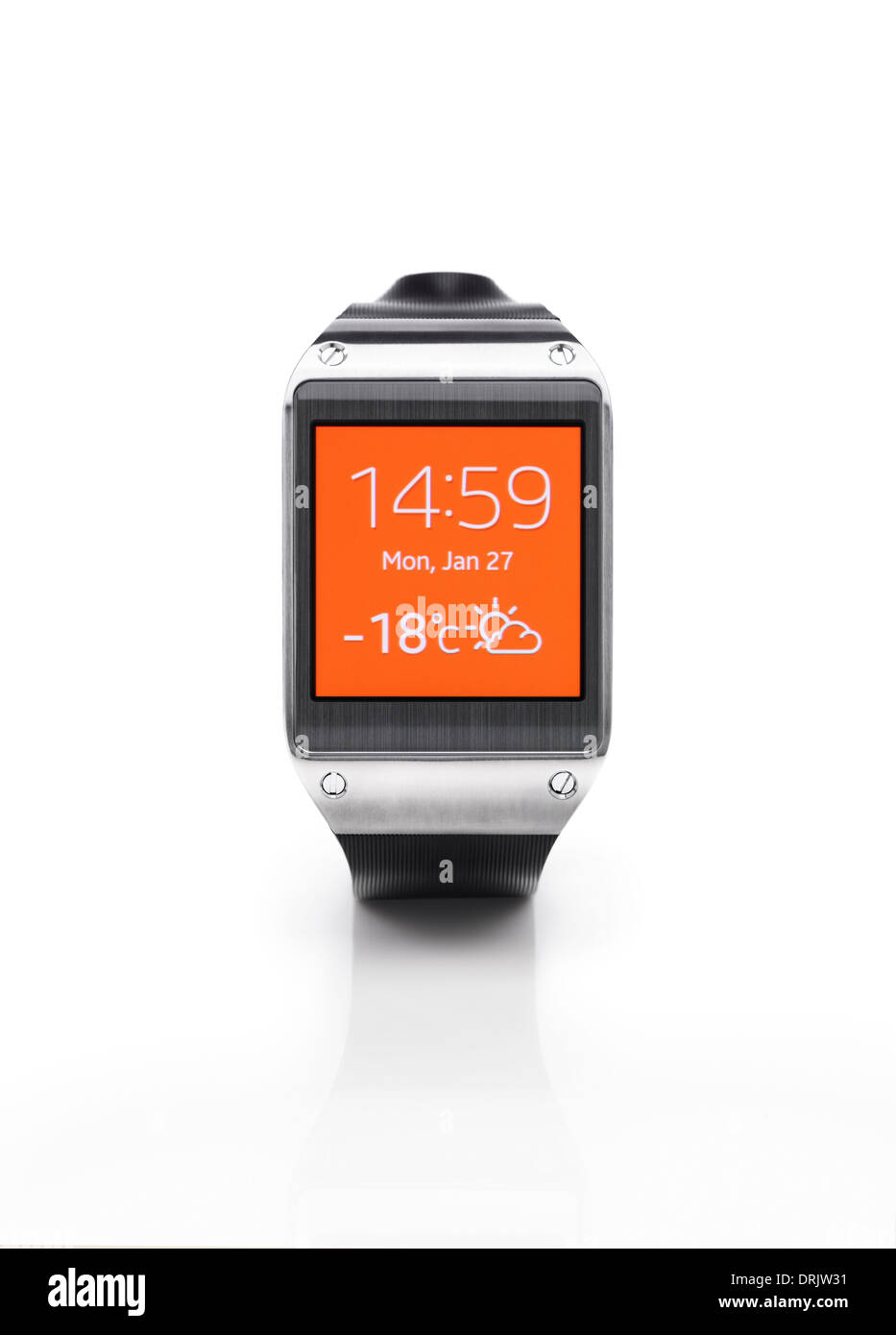 Samsung Galaxy Gear smartwatch. Isolated watch on white background with clipping path. Stock Photo