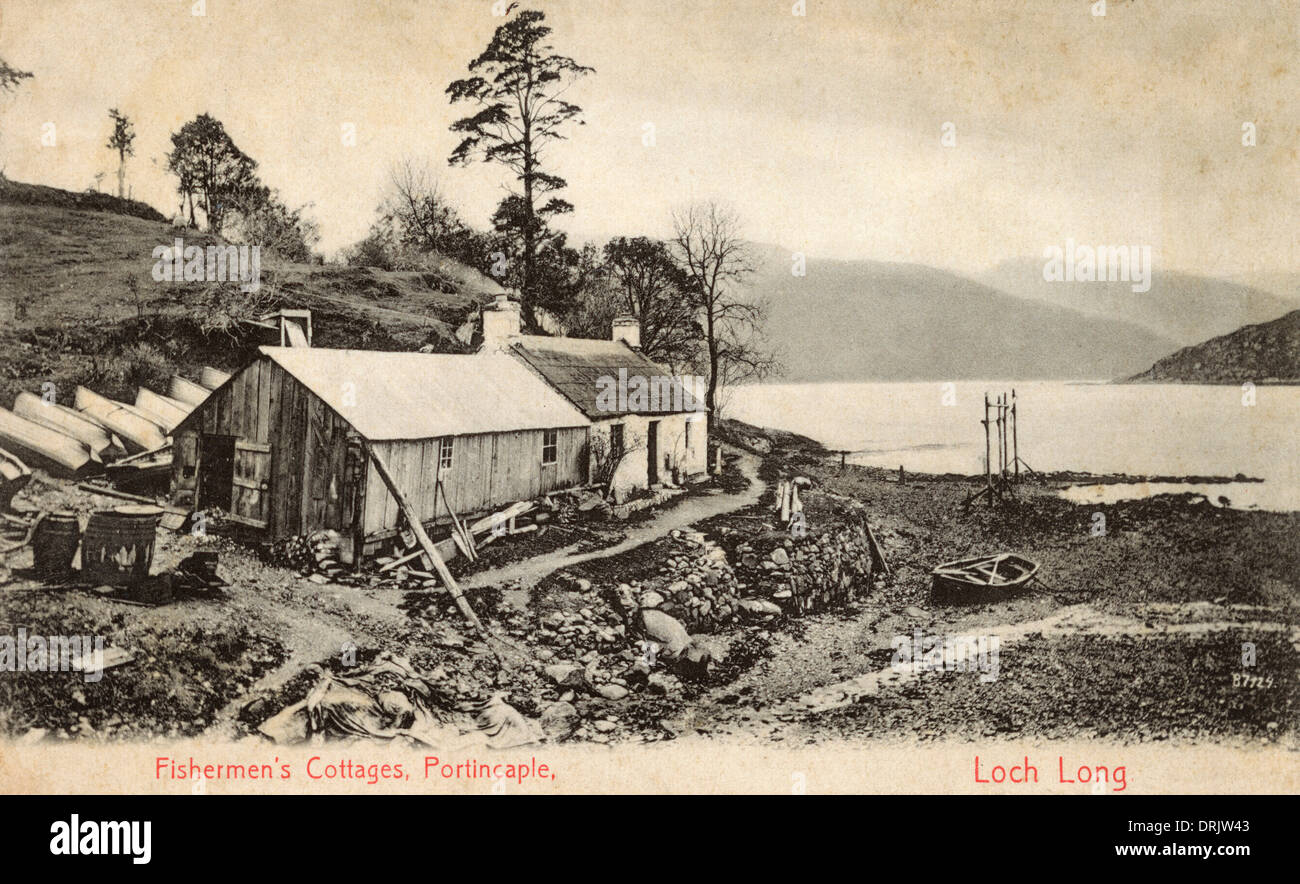 Fishermen's Cottages, Portincaple - Loch Long Stock Photo