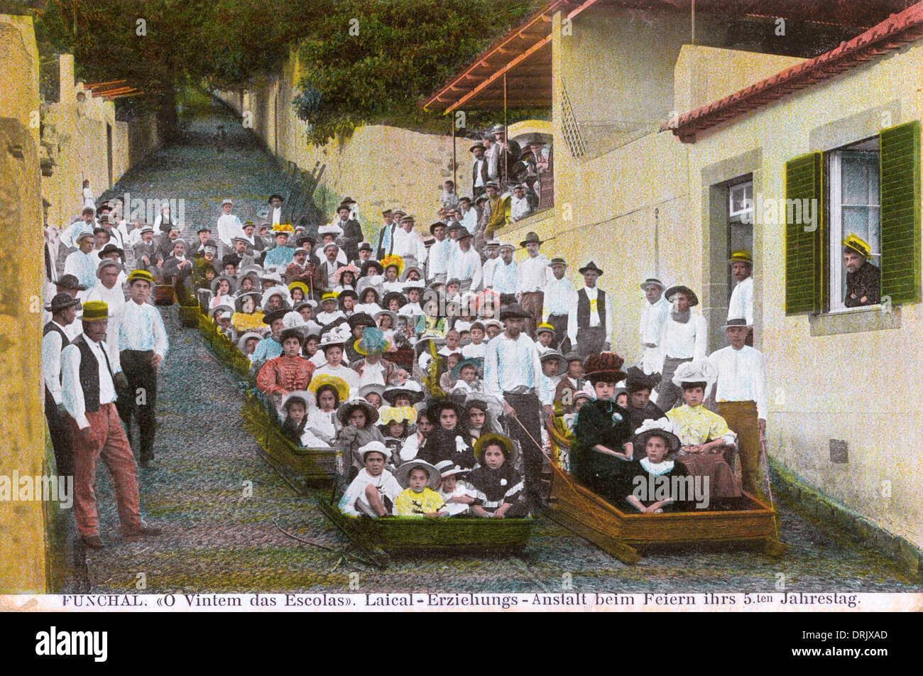 Monte to Funchal Wicker Toboggan Madeira,Portugal Stock Photo Alamy