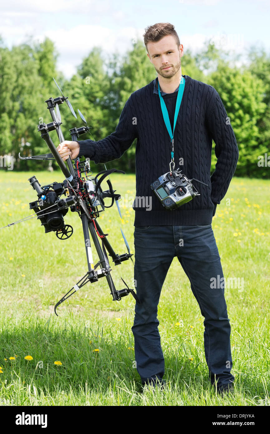 Engineer With UAV Drone And Remote Control Stock Photo Alamy
