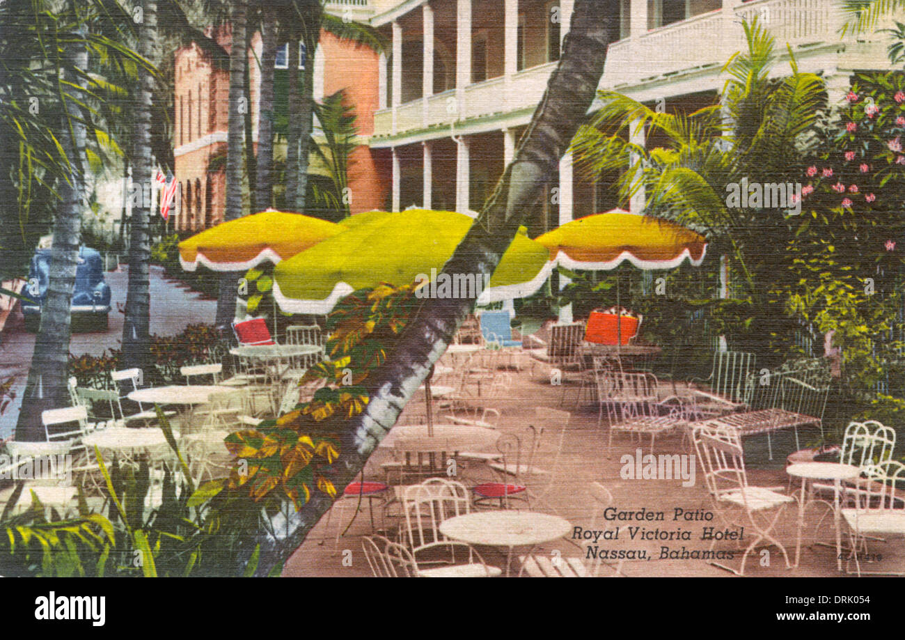 Garden Patio - Royal Victoria Hotel, Nassau, Bahamas Stock Photo