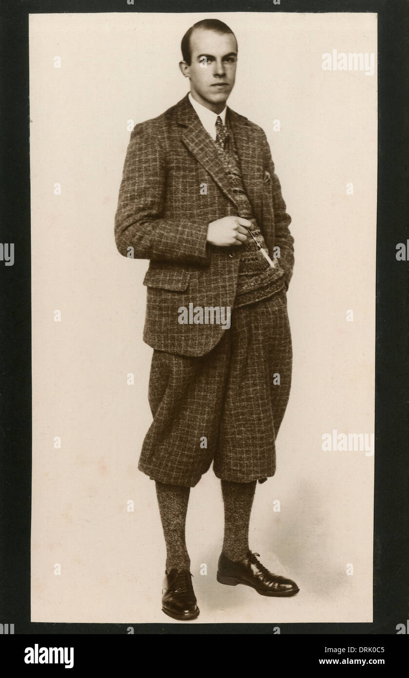 Gentleman in Harris Tweet Suit with Plus Fours Stock Photo