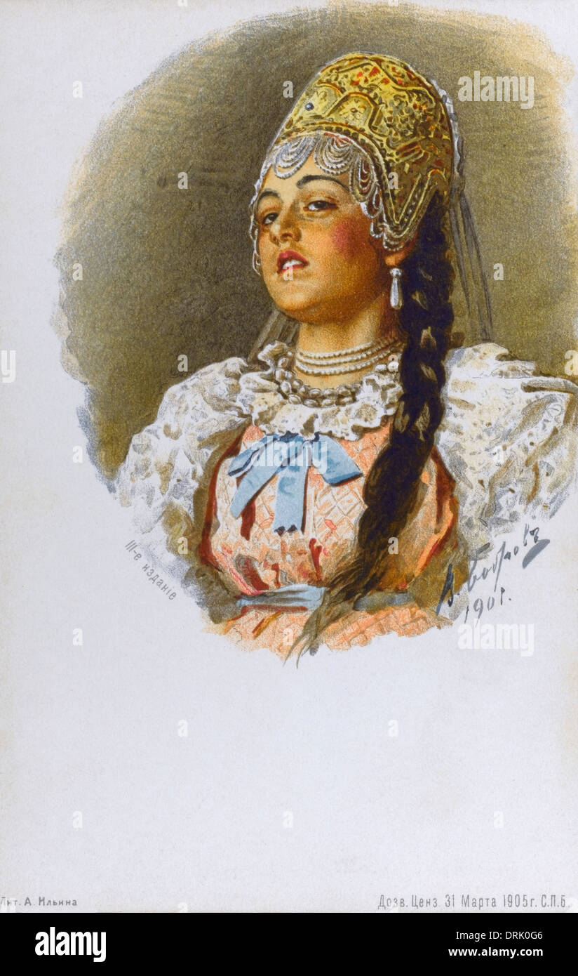 Russian Boyar girl - portrait by Bobroff Stock Photo