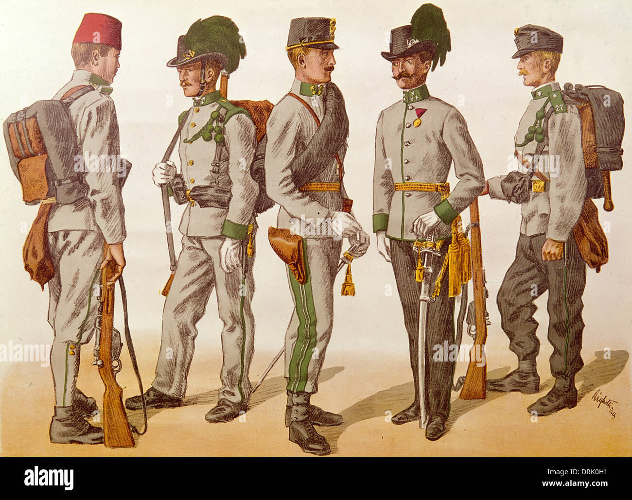 Austrian soldiers in uniform, WW1 Stock Photo