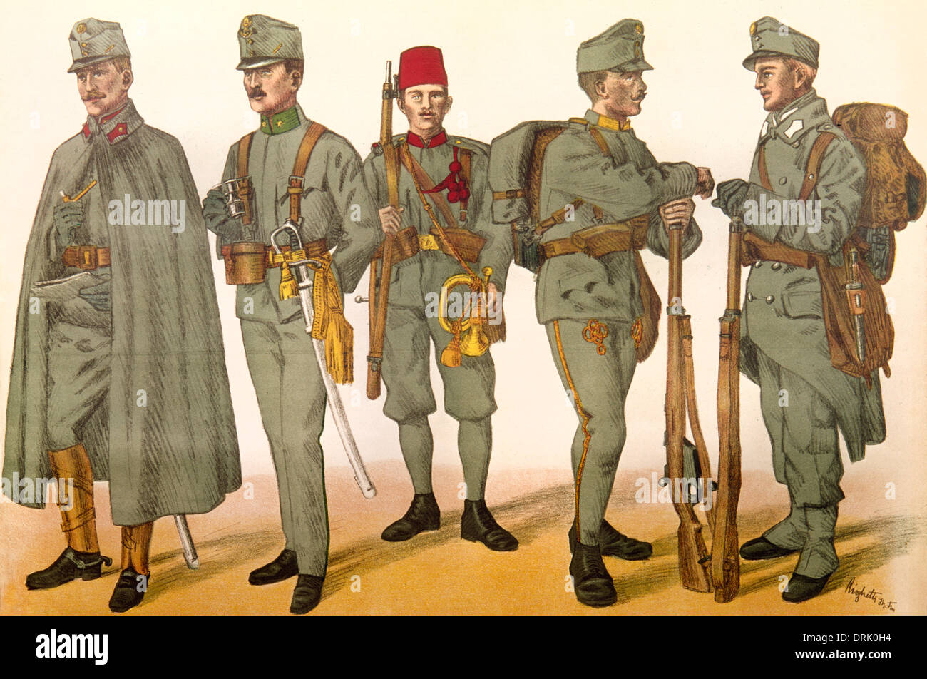 Austrian soldiers in uniform, WW1 Stock Photo