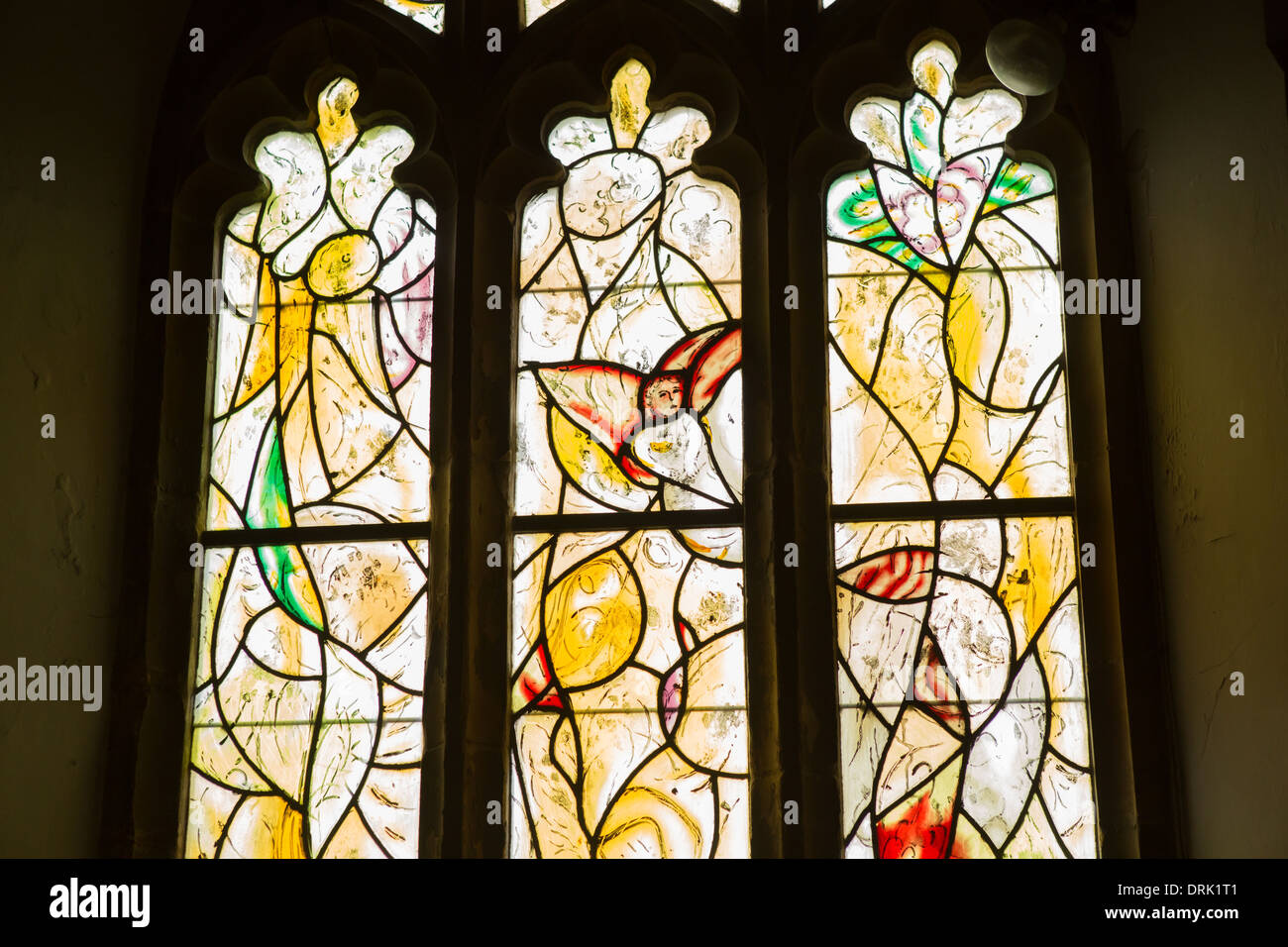 Marc Chagall stained glass windows in All Saints' Church, Tudeley Stock