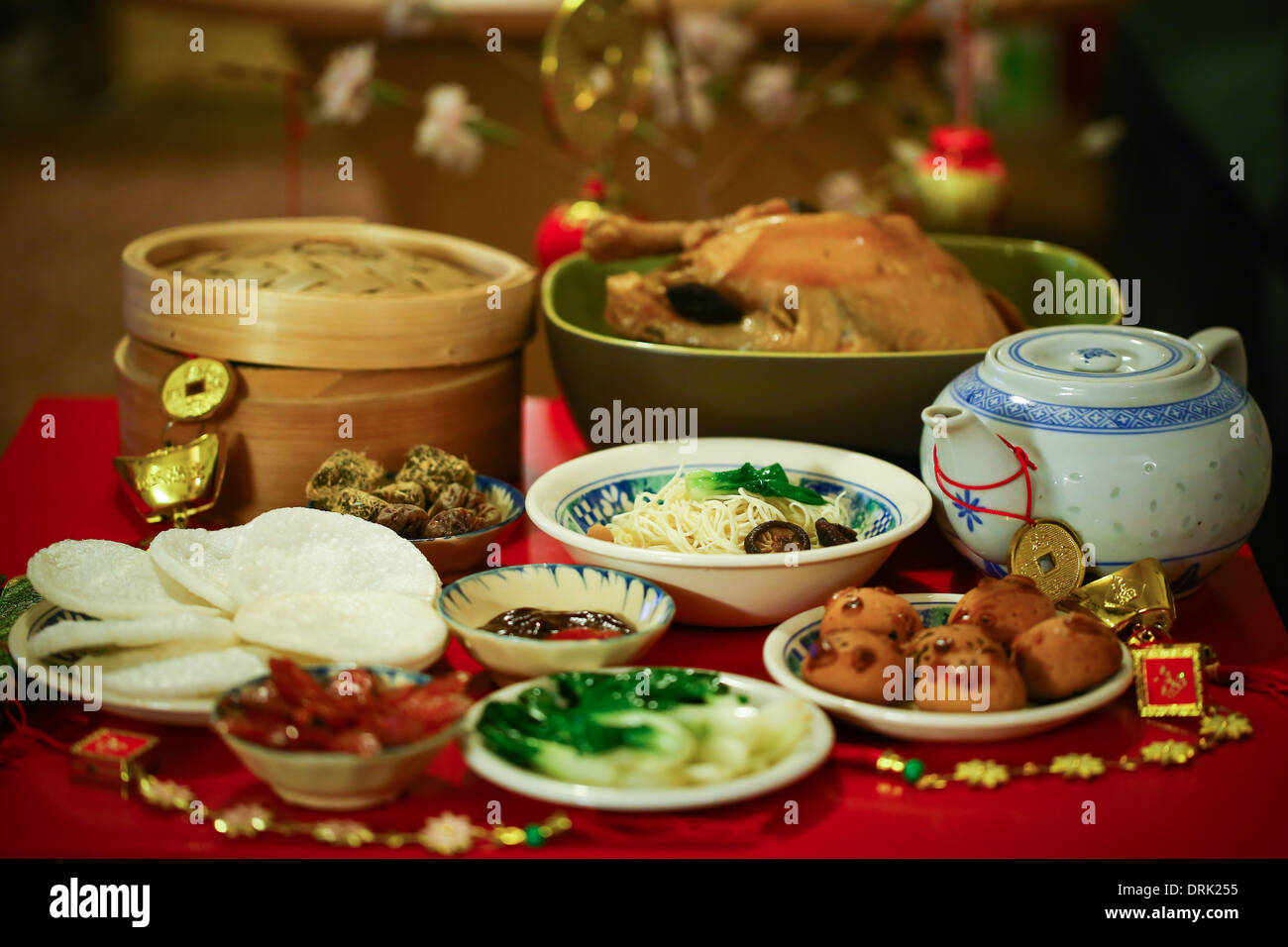 Chinese Or Lunar New Year Food Are Served With Different Kinds Stock Photo Alamy