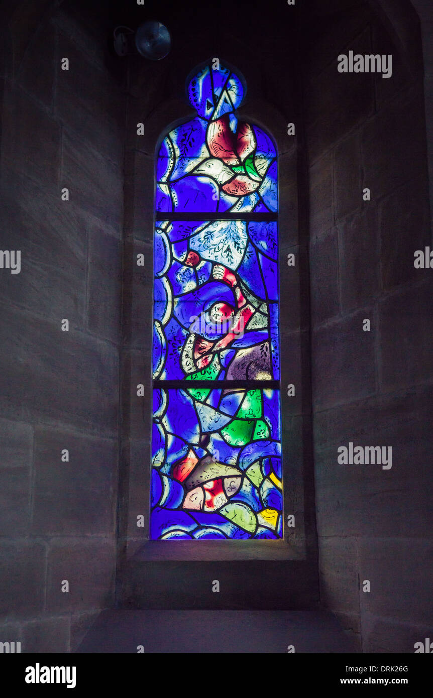 Marc Chagall stained glass windows in All Saints' Church, Tudeley, Kent, England Stock Photo