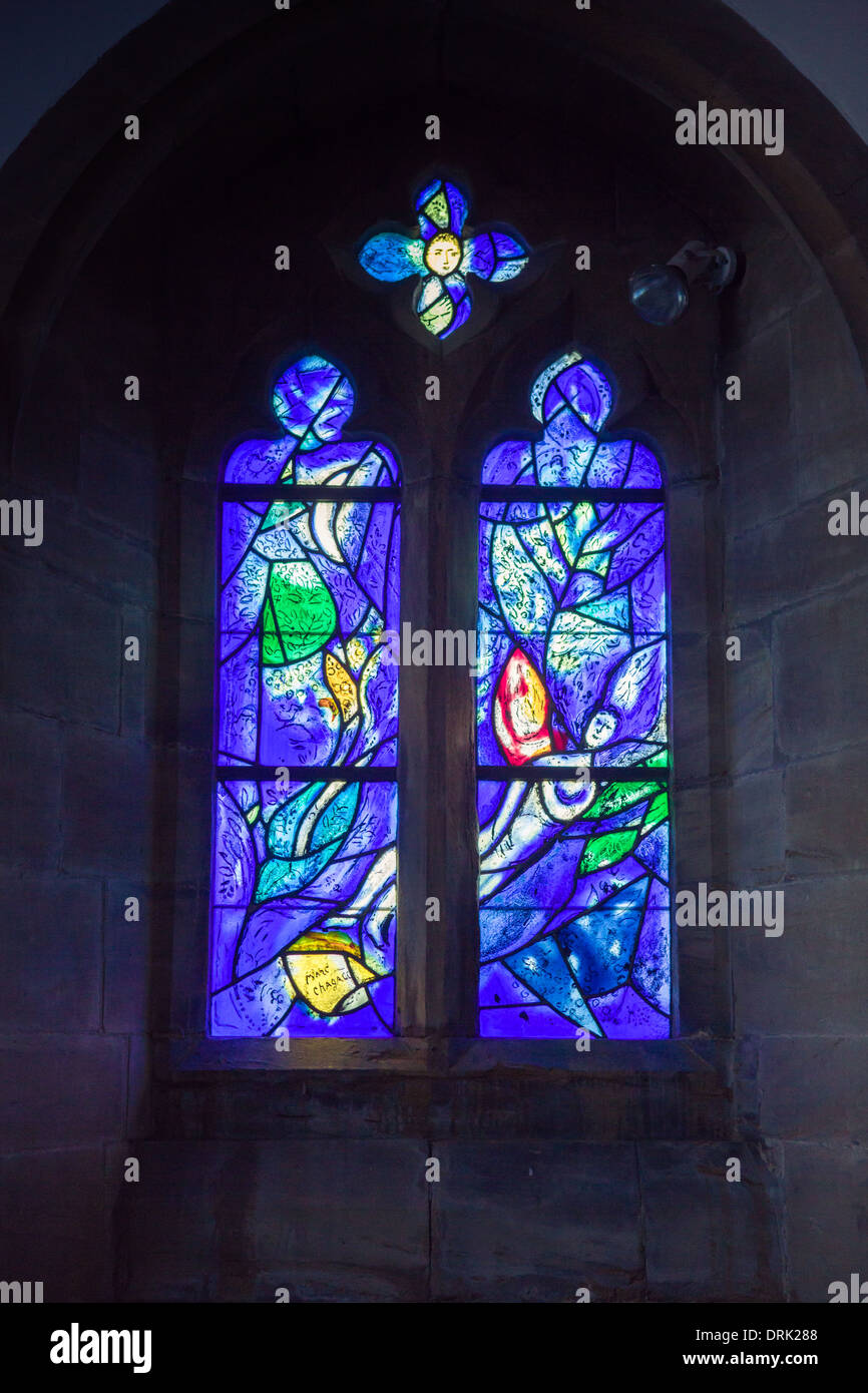 Marc Chagall stained glass windows in All Saints' Church, Tudeley, Kent