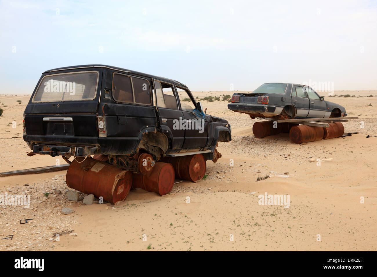 Abandoned cars in the desert. Qatar, Middle East Stock Photo Alamy