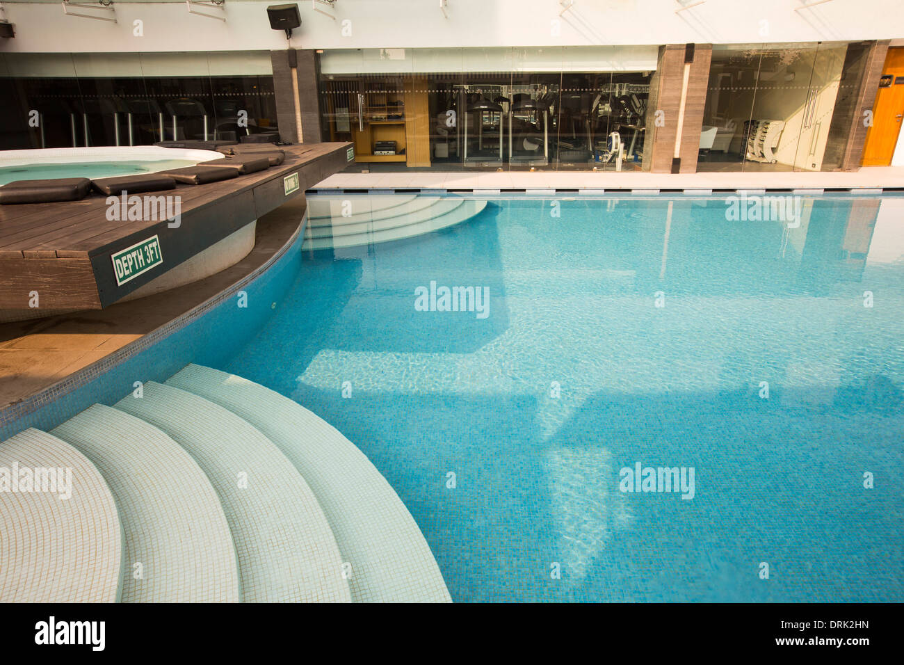 A swimming pool and jacuzzi at a five star hotel in Calcutta, Bengal