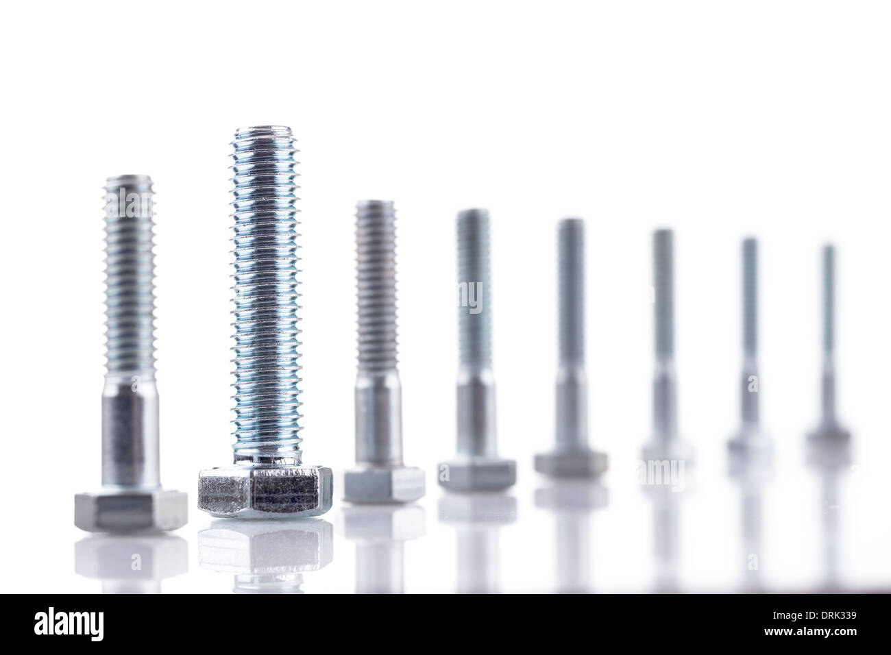 Group of screw-bolts isolated on white Stock Photo