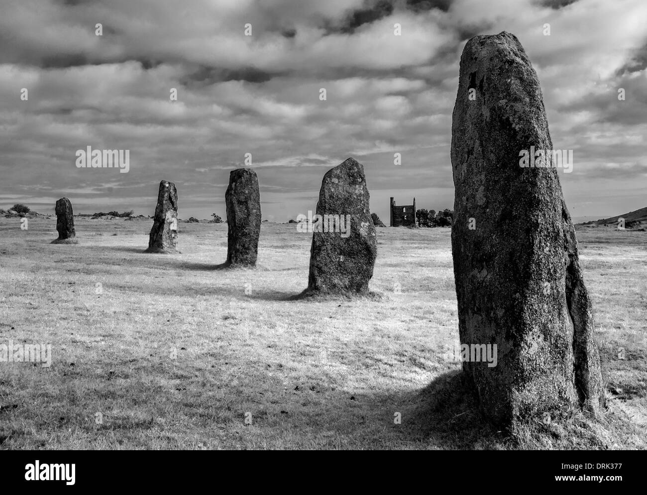 The Hurlers, standing stones, Bodmin Moor, Cornwall Stock Photo
