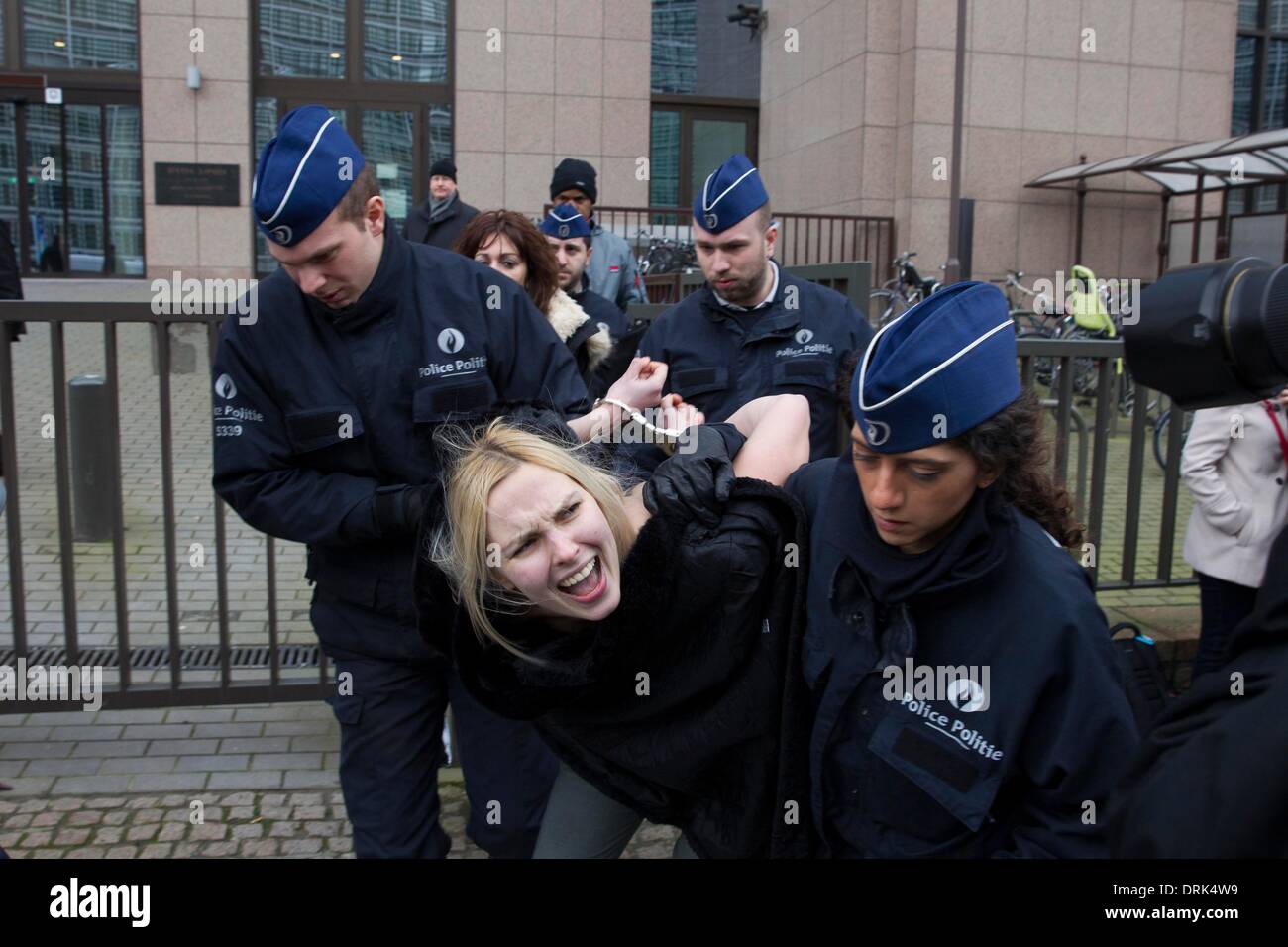 Ukrainian protest group Femen women putin europe woman girl girls Stock Photo