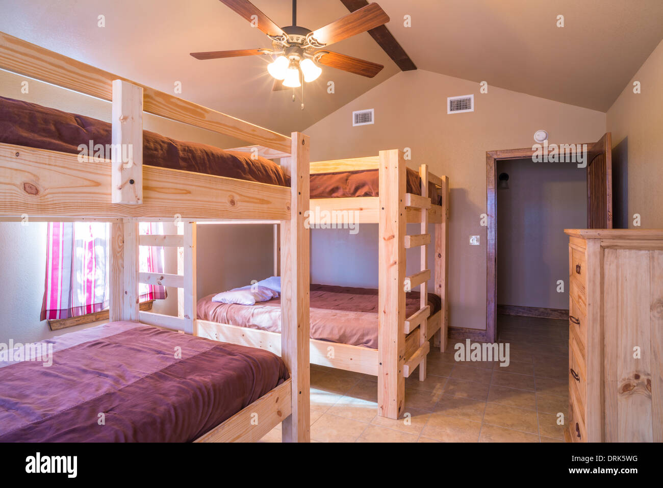 Usa Texas Bedroom Interior With Double Bunk Beds Stock Photo